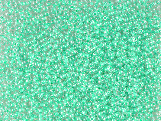 1 kg Preciosa Ornela 3-Cut Rocaille, Round Hole, Loose, Crystal, Colour Lined Green, Sfinx (38656), Glass, Czech Republic, OUTLET