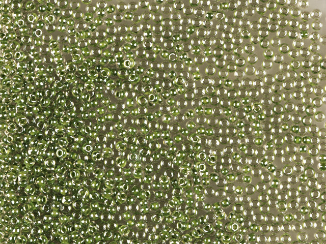 Wholesale (1kg / 500g) Preciosa Ornela Seed Beads Coated, Round Hole, Loose, Crystal, Colour Lined Green, Sfinx (38657), Glass, Czech Republic, OUTLET