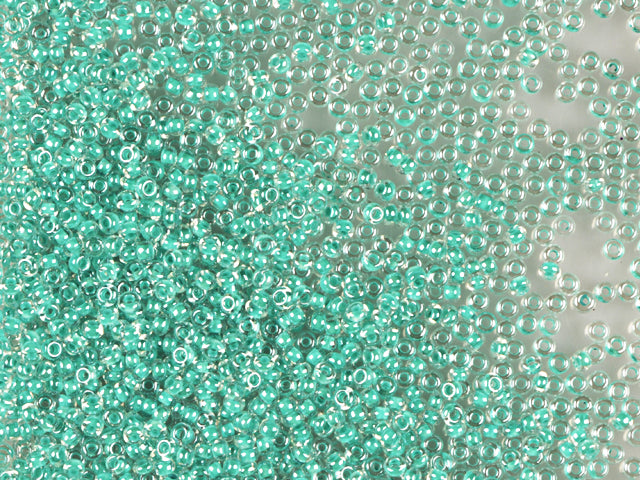 1 kg Preciosa Ornela Seed Beads Coated, Round Hole, Loose, Crystal, Colour Lined Green, Sfinx (38658), Glass, Czech Republic, OUTLET