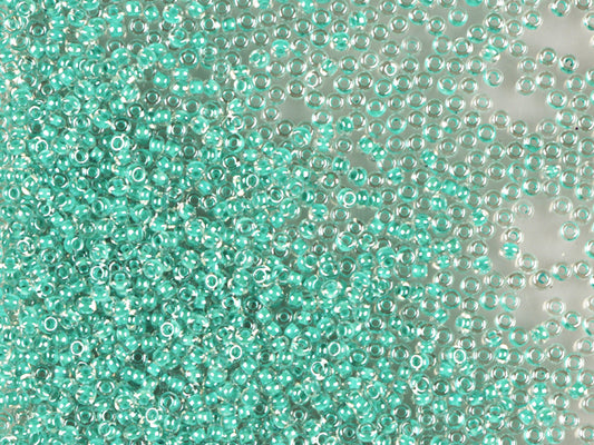 1 kg Preciosa Ornela Seed Beads Coated, Round Hole, Loose, Crystal, Colour Lined Green, Sfinx (38658), Glass, Czech Republic, OUTLET