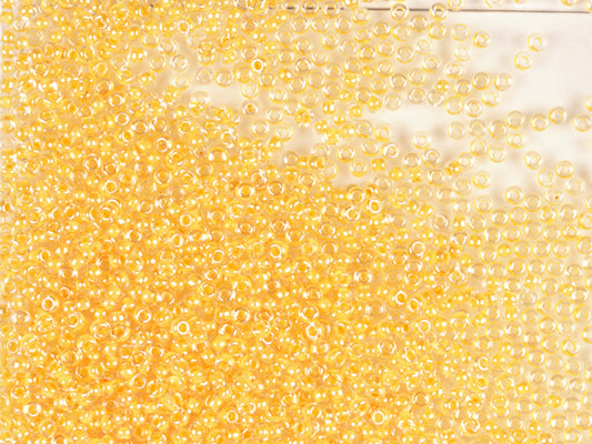 1 kg Preciosa Ornela Seed Beads Coated, Round Hole, Loose, Crystal, Colour Lined Yellow, Sfinx (38683), Glass, Czech Republic, OUTLET