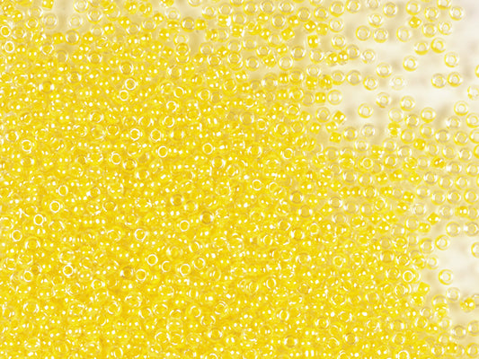 1 kg Preciosa Ornela 3-Cut Rocaille, Round Hole, Loose, Crystal, Colour Lined Yellow, Sfinx (38686), Glass, Czech Republic, OUTLET