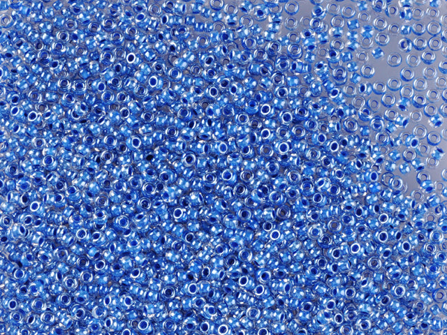 1 kg Preciosa Ornela Seed Beads Coated, Round Hole, Loose, Crystal, Colour Lined Blue, Sfinx (38836), Glass, Czech Republic, OUTLET