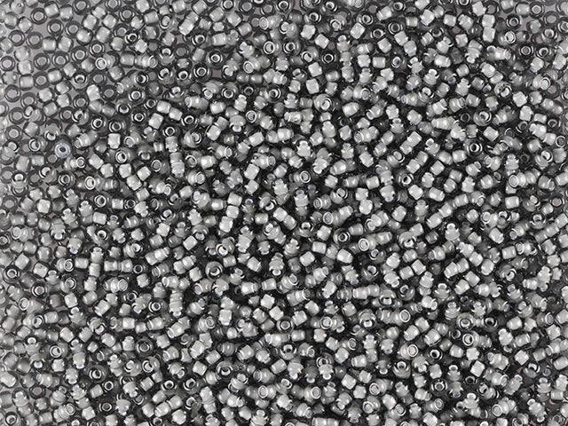 1 kg プレシオサ オルネラ シードビーズ コーティング済み、丸穴、ばら売り、透明グレー、カラーライニング チョークホワイト; プレシオサ ホワイトライニング (45016)、ガラス、チェコ共和国、アウトレット