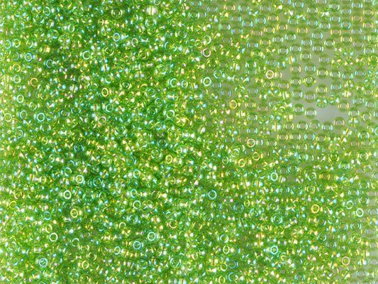 1 kg Preciosa Ornela Seed Beads Coated, Round Hole, Loose, Transp. Lt. Green, Rainbow (51220), Glass, Czech Republic, OUTLET