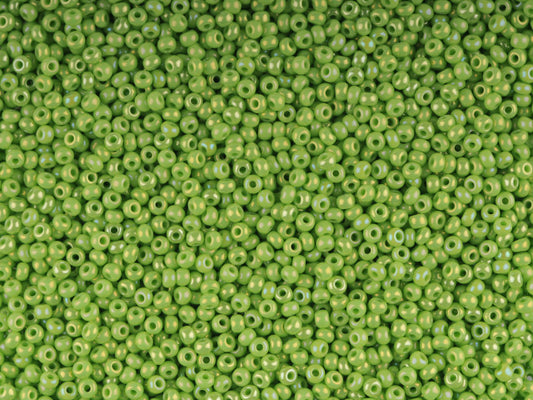 1 公斤宝仕奥莎 Ornela 种子珠涂层，圆孔，散装，不透明浅绿色，彩虹色 (54310)，玻璃，捷克共和国，奥特莱斯