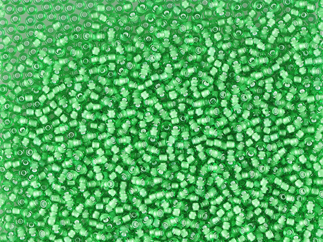 1 kg Preciosa Ornela Seed Beads Coated, Round Hole, Loose, Transp. Lt. Green, Colour Lined Chalkwhite; Preciosa White Lining (55106), Glass, Czech Republic, OUTLET