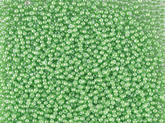 1 kg Preciosa Ornela Seed Beads Coated, Round Hole, Loose, Transp. Green, Colour Lined Chalkwhite, Sfinx (55437), Glass, Czech Republic, OUTLET