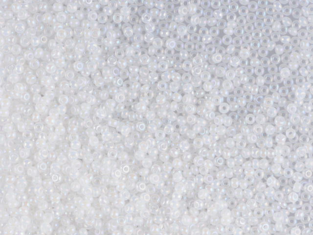 批发（1公斤/500克）Preciosa Ornela米珠，包衣，圆孔，散装，雪花石白，彩虹色（57205），玻璃，捷克共和国，清仓