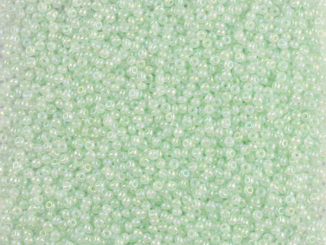 1 kg プレシオサ オルネラ シードビーズ コーティング ラウンドホール ルース アラバスターホワイト ライングリーン レインボー (57552) ガラス チェコ共和国 アウトレット