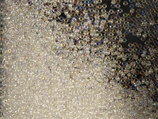 1 kg Preciosa Ornela Seed Beads Coated, Round Hole, Loose, Crystal, Rainbow (58205), Glass, Czech Republic, OUTLET