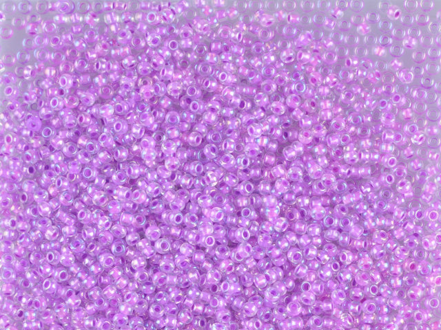 1 kg Preciosa Ornela Seed Beads Coated, Round Hole, Loose, Crystal, Colour Lined Violet, Rainbow (58528), Glass, Czech Republic, OUTLET