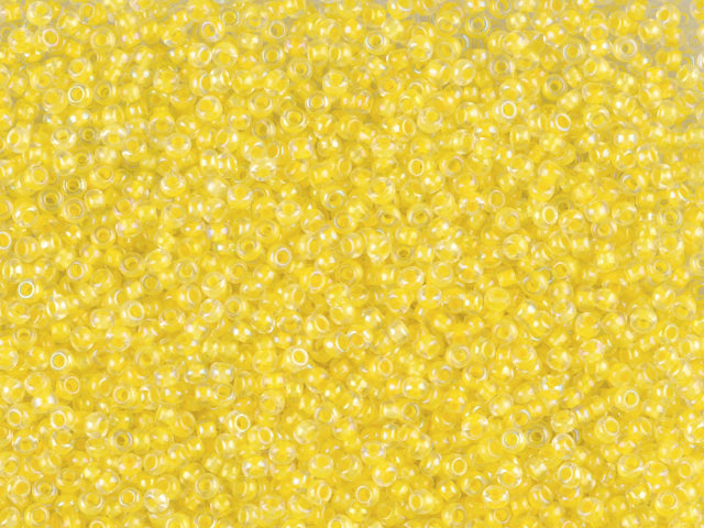 1 kg Preciosa Ornela Seed Beads Coated, Round Hole, Loose, Crystal, Colour Lined Yellow, Rainbow (58586), Glass, Czech Republic, OUTLET