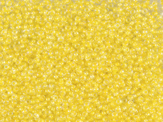 1 kg Preciosa Ornela Seed Beads Coated, Round Hole, Loose, Crystal, Colour Lined Yellow, Rainbow (58586), Glass, Czech Republic, OUTLET