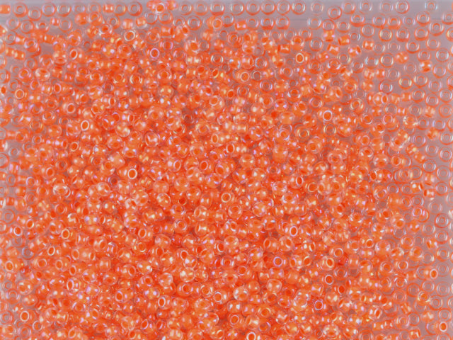 1 kg Preciosa Ornela Seed Beads Coated, Round Hole, Loose, Crystal, Colour Lined Orange, Rainbow (58589), Glass, Czech Republic, OUTLET