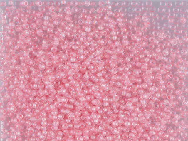 1 kg Preciosa Ornela Seed Beads Coated, Round Hole, Loose, Crystal, Colour Lined Pink, Rainbow (58594), Glass, Czech Republic, OUTLET