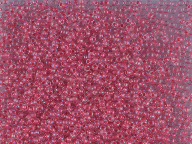 1 kg Preciosa Ornela Seed Beads Coated, Round Hole, Loose, Crystal, Colour Lined Red, Rainbow (58598), Glass, Czech Republic, OUTLET