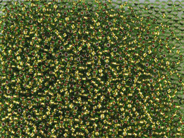 1 kg Preciosa Ornela Seed Beads Coated, Round Hole, Loose, Transp. Green, Copper Lined (59430), Glass, Czech Republic, OUTLET