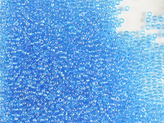 Wholesale (1kg / 500g) Preciosa Ornela Seed Beads Coated, Round Hole, Mat, Loose, Aquamarine, Rainbow (61030), Glass, Czech Republic, OUTLET