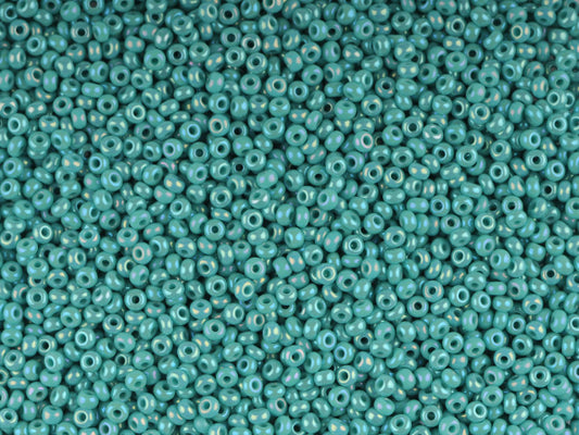 1 kg Preciosa Ornela Seed Beads Coated, Round Hole, Loose, Green Turquoise, Rainbow (64130), Glass, Czech Republic, OUTLET