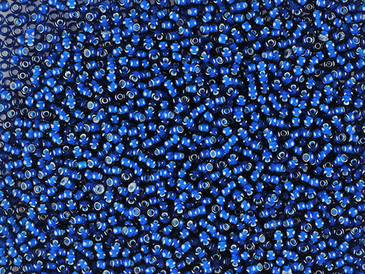 1 kg プレシオサ オルネラ シードビーズ コーティング済み、丸穴、ルース、ダークアクアマリン、カラーライニング チョークホワイト; プレシオサ ホワイトライニング (65106)、ガラス、チェコ共和国、アウトレット