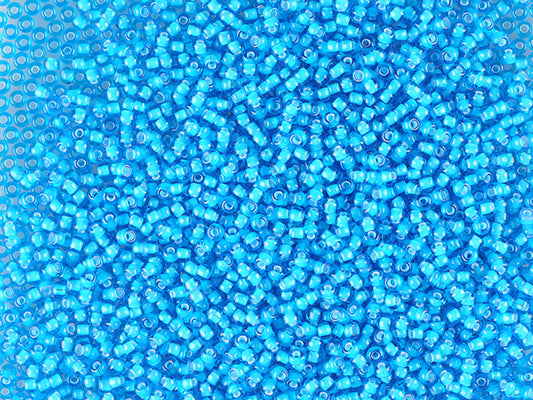 1 kg Preciosa Ornela Seed Beads Coated, Round Hole, Loose, Aquamarine, Colour Lined Chalkwhite; Preciosa White Lining (65156), Glass, Czech Republic, OUTLET