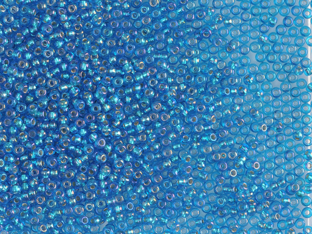 1 kg Preciosa Ornela Seed Beads Coated, Round Hole, Mat, Loose, Aquamarine, Silver Lined, Rainbow (67159), Glass, Czech Republic, OUTLET