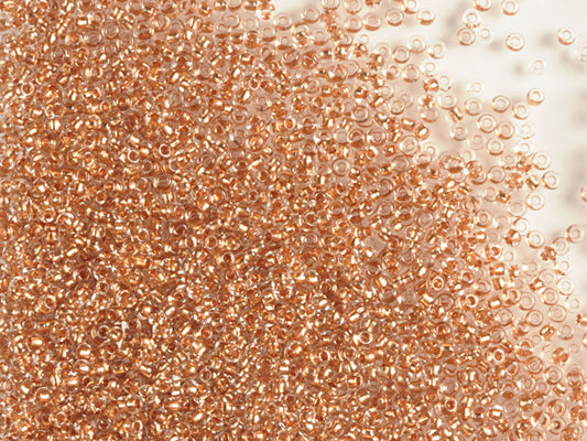 1 kg Preciosa Ornela Seed Beads Coated, Round Hole, Loose, Crystal, Copper Lined (68105), Glass, Czech Republic, OUTLET