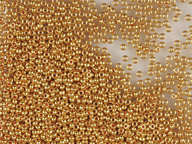 Wholesale (1kg / 500g) Preciosa Ornela Seed Beads Coated, Round Hole, Loose, Gold Iris (68388), Glass, Czech Republic, OUTLET