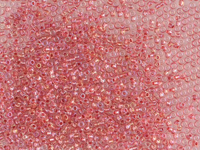 1 kg Preciosa Ornela Seed Beads Coated, Round Hole, Loose, Crystal, Metallic Colour Lined Pink, Rainbow (68498), Glass, Czech Republic, OUTLET