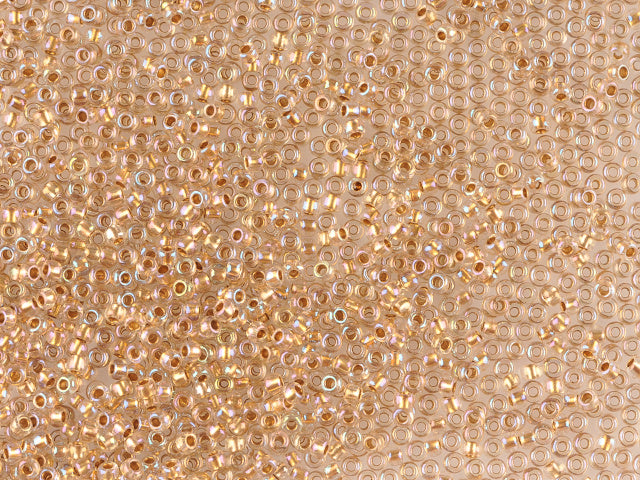 Wholesale (1kg / 500g) Preciosa Ornela Seed Beads Coated, Round Hole, Loose, Crystal, Colour Lined Bronze, Rainbow (68506), Glass, Czech Republic, OUTLET