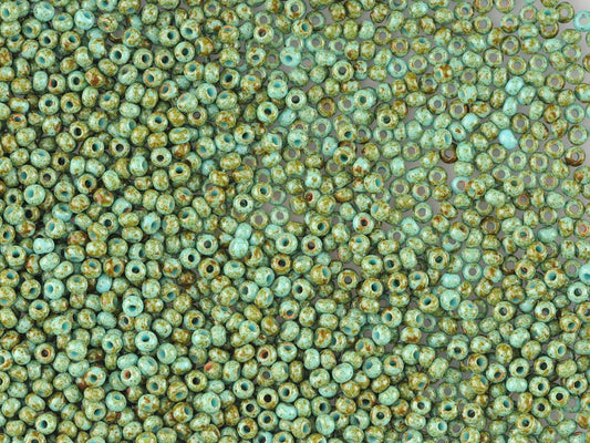 Wholesale (1kg / 500g) Preciosa Ornela Seed Beads Coated, Round Hole, Mat, Loose, Travertine On Turquoise (69930), Glass, Czech Republic, OUTLET