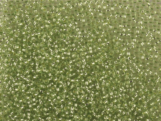 1 kg Preciosa Ornela Seed Beads Coated, Round Hole, Loose, Green 2 Dyed Crystal, Silver Lined (78154), Glass, Czech Republic, OUTLET