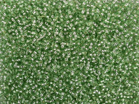 1 kg Preciosa Ornela Seed Beads Coated, Round Hole, Loose, Green 2 Dyed Crystal, Silver Lined (78161), Glass, Czech Republic, OUTLET