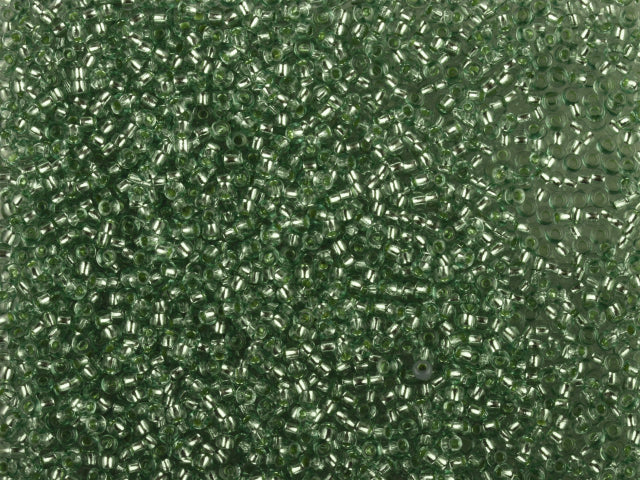 1 kg Preciosa Ornela Seed Beads Coated, Round Hole, Loose, Green 2 Dyed Crystal, Silver Lined (78162), Glass, Czech Republic, OUTLET