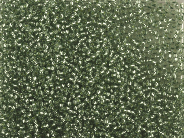 1 kg Preciosa Ornela Seed Beads Coated, Round Hole, Loose, Green 2 Dyed Crystal, Silver Lined (78163), Glass, Czech Republic, OUTLET