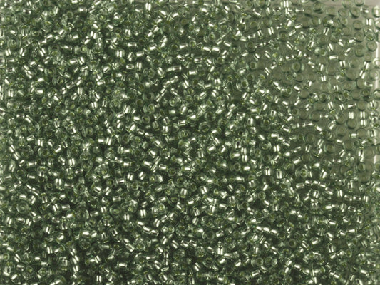 1 kg Preciosa Ornela Seed Beads Coated, Round Hole, Loose, Green 2 Dyed Crystal, Silver Lined (78163), Glass, Czech Republic, OUTLET