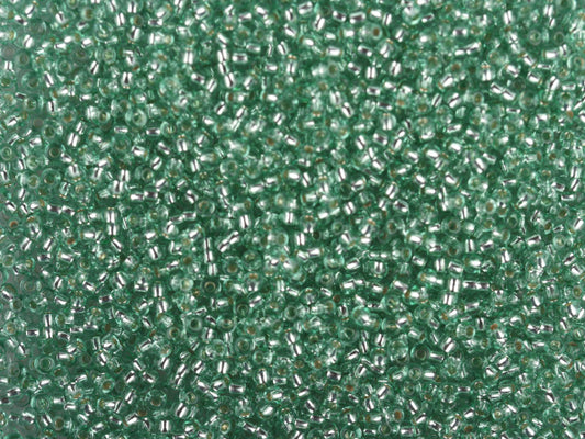 1 kg Preciosa Ornela Seed Beads Coated, Round Hole, Loose, Green 2 Dyed Crystal, Silver Lined (78164), Glass, Czech Republic, OUTLET