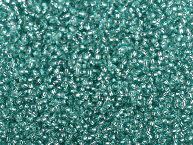 1 kg Preciosa Ornela Seed Beads Coated, Round Hole, Loose, Green 2 Dyed Crystal, Silver Lined (78165), Glass, Czech Republic, OUTLET