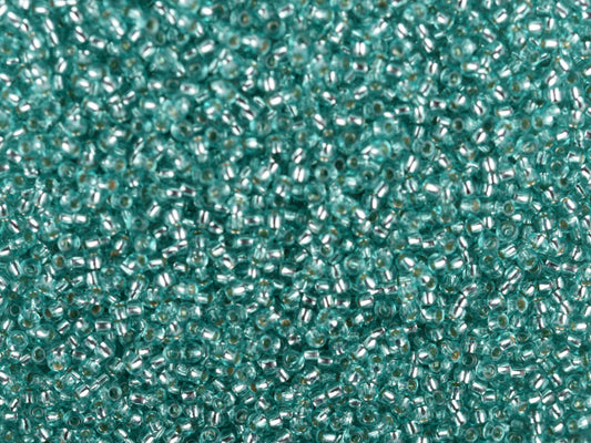 1 kg Preciosa Ornela Seed Beads Coated, Round Hole, Loose, Green 2 Dyed Crystal, Silver Lined (78165), Glass, Czech Republic, OUTLET