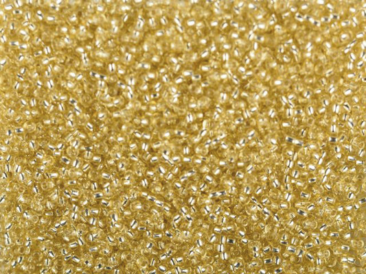 1 kg Preciosa Ornela Seed Beads Coated, Round Hole, Loose, Yellow 2 Dyed Crystal, Silver Lined (78181), Glass, Czech Republic, OUTLET