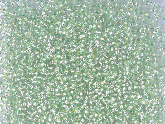 1 kg Preciosa Ornela Seed Beads Coated, Round Hole, Loose, Green 1 Dyed Crystal, Silver Lined (78262), Glass, Czech Republic, OUTLET