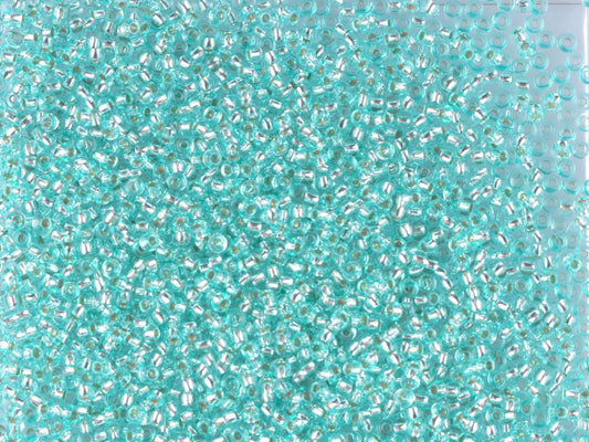 1 kg Preciosa Ornela Seed Beads Coated, Round Hole, Loose, Green 1 Dyed Crystal, Silver Lined (78265), Glass, Czech Republic, OUTLET