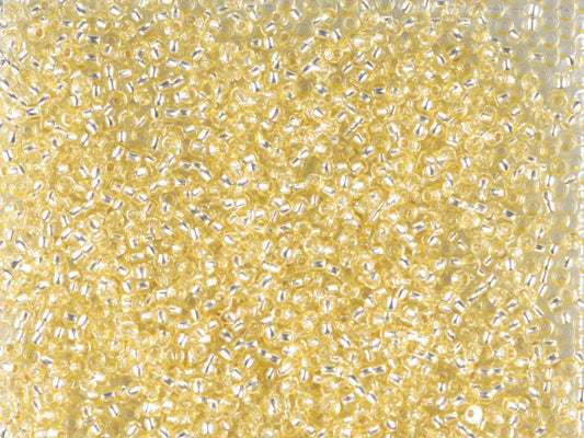 1 kg Preciosa Ornela Seed Beads Coated, Round Hole, Loose, Yellow 1 Dyed Crystal, Silver Lined (78281), Glass, Czech Republic, OUTLET