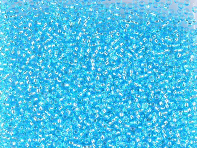Wholesale (1kg / 500g) Preciosa Ornela Seed Beads Coated, Round Hole, Loose, Blue 3 Dyed Crystal, Silver Lined (78634), Glass, Czech Republic, OUTLET