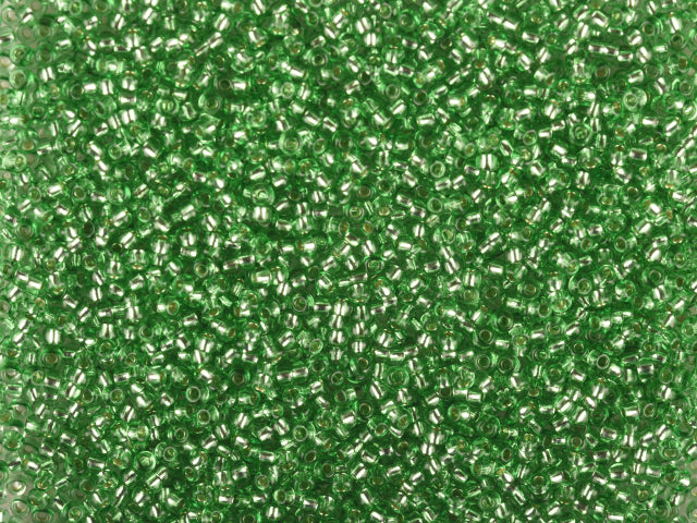 1 kg Preciosa Ornela Seed Beads Coated, Round Hole, Loose, Green 3 Dyed Crystal, Silver Lined (78661), Glass, Czech Republic, OUTLET