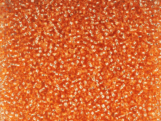 1 kg Preciosa Ornela Seed Beads Coated, Round Hole, Loose, Orange 3 Dyed Crystal, Silver Lined (78684), Glass, Czech Republic, OUTLET