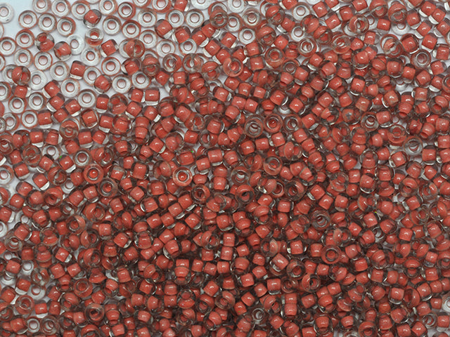 1 kg Preciosa Ornela Seed Beads Coated, Round Hole, Loose, Grey Dyed Crystal, Colour Lined Orange (80489), Glass, Czech Republic, OUTLET