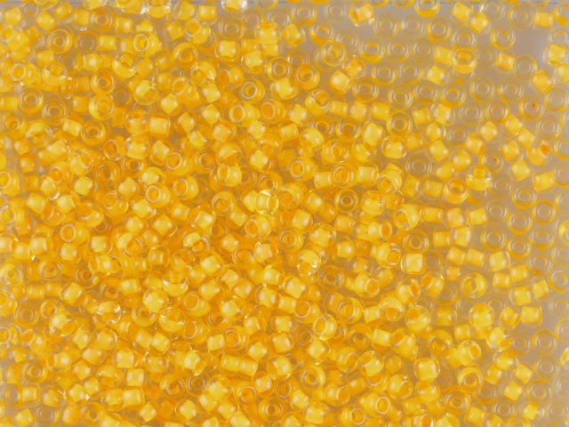 1 kg Preciosa Ornela Seed Beads Coated, Round Hole, Loose, Yellow Dyed Crystal, Colour Lined Yellow (80883), Glass, Czech Republic, OUTLET