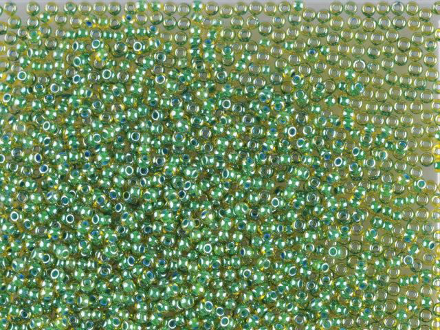 Wholesale (1kg / 500g) Preciosa Ornela Seed Beads Coated, Round Hole, Loose, Transp. Yellow Amber, Colour Lined Blue, Sfinx (81014), Glass, Czech Republic, OUTLET